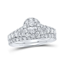 Load image into Gallery viewer, Eternal Love 14kt White Gold Oval Diamond Halo Bridal Wedding Ring Band Set - Top View