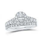 Eternal Love 14kt White Gold Oval Diamond Halo Bridal Wedding Ring Band Set - Top View