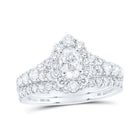 14kt White Gold Oval Diamond Halo Bridal Wedding Ring Band Set - The Eternal Splendor - Top View