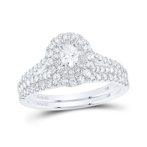 Wedding Collection | 14kt White Gold Oval Diamond Halo Bridal Wedding Ring Band Set 1 Cttw | Splendid Jewellery GND
