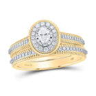 14kt White Gold Eternal Radiance Diamond Halo Bridal Wedding Ring Band Set - Top View