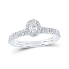 Eternal Brilliance 14kt White Gold Oval Diamond Halo Bridal Wedding Ring Band Set 1/2 Cttw - Top View