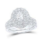 Eternal Love 14kt White Gold Oval Diamond Halo Bridal Wedding Ring Band Set - Top View