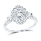 Eternal Radiance 14kt White Gold Oval Diamond Halo Solitaire Bridal Wedding Engagement Ring - Top View