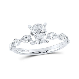 Eternal Splendor 14kt White Gold Oval Diamond Solitaire Bridal Wedding Engagement Ring - Top View