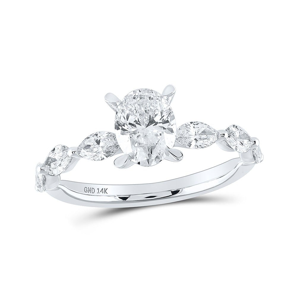 Wedding Collection | 14kt White Gold Oval Diamond Solitaire Bridal Wedding Engagement Ring 1-3/4 Cttw | Splendid Jewellery GND