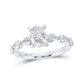 14kt White Gold Eternal Love Oval Diamond Solitaire Bridal Wedding Engagement Ring 1-7/8 Cttw - Top View