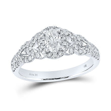Load image into Gallery viewer, Timeless Beauty: 14kt White Gold Oval Diamond Solitaire Bridal Wedding Engagement Ring - Top View