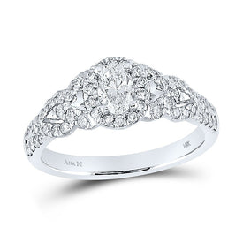 Timeless Beauty: 14kt White Gold Oval Diamond Solitaire Bridal Wedding Engagement Ring - Top View