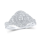 Eternal Radiance: 14kt White Gold Oval Diamond Solitaire Halo Bridal Wedding Engagement Ring 1 Cttw - Top View