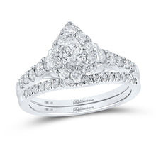 Load image into Gallery viewer, Eternal Love 14kt White Gold Pear Diamond Bridal Wedding Ring Band Set - Top View