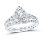 Eternal Love 14kt White Gold Pear Diamond Bridal Wedding Ring Band Set - Top View