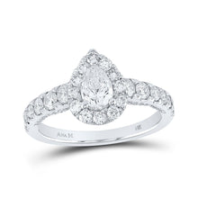 Load image into Gallery viewer, The Majestic Brilliance 14kt White Gold Pear Diamond Halo Bridal Wedding Engagement Ring - Top View