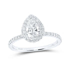 14kt White Gold Pear Diamond Halo Bridal Wedding Engagement Ring 1-1/4 Cttw - Top View