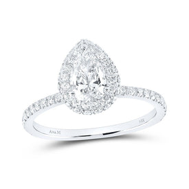 14kt White Gold Pear Diamond Halo Bridal Wedding Engagement Ring 1-1/4 Cttw - Top View