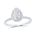 Dazzling Elegance: 14kt White Gold Pear Diamond Halo Bridal Wedding Engagement Ring 1-5/8 Cttw - Top View