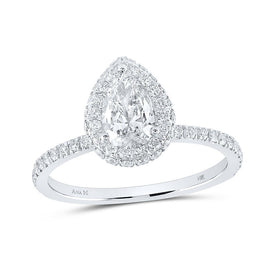 Dazzling Elegance: 14kt White Gold Pear Diamond Halo Bridal Wedding Engagement Ring 1-5/8 Cttw - Top View