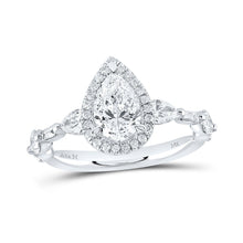 Load image into Gallery viewer, 14kt White Gold Pear Diamond Halo Bridal Wedding Engagement Ring - The Timeless Elegance - Top View
