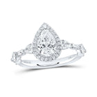 14kt White Gold Pear Diamond Halo Bridal Wedding Engagement Ring - The Timeless Elegance - Top View