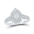 14kt White Gold Pear Diamond Halo Bridal Wedding Engagement Ring - Eternal Brilliance - Top View