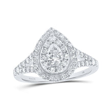Load image into Gallery viewer, 14kt White Gold Pear Diamond Halo Bridal Wedding Engagement Ring - Radiant Elegance - Top View