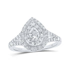 14kt White Gold Pear Diamond Halo Bridal Wedding Engagement Ring - Radiant Elegance - Top View
