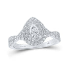 Dazzling Elegance: 14kt White Gold Pear Diamond Halo Bridal Wedding Engagement Ring 1 Cttw - Top View