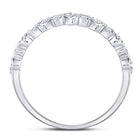Radiant Love: 14kt White Gold Pear Diamond Halo Bridal Wedding Engagement Ring - Side View