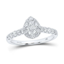 Load image into Gallery viewer, 14kt White Gold Pear Diamond Halo Bridal Wedding Engagement Ring - Timeless Elegance - Top View