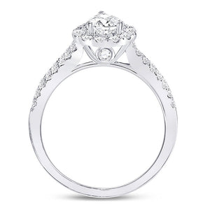 Wedding Collection | 14kt White Gold Pear Diamond Halo Bridal Wedding Engagement Ring 1 Cttw | Splendid Jewellery GND