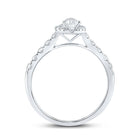 14kt White Gold Pear Diamond Halo Bridal Wedding Engagement Ring - Timeless Elegance - Second Side View