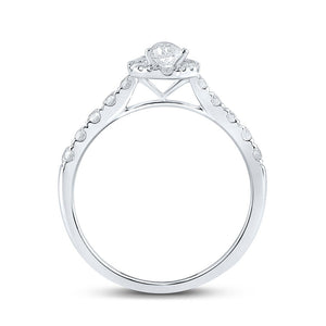 Wedding Collection | 14kt White Gold Pear Diamond Halo Bridal Wedding Engagement Ring 1 Cttw | Splendid Jewellery GND