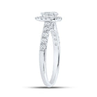14kt White Gold Pear Diamond Halo Bridal Wedding Engagement Ring - Timeless Elegance - Side View
