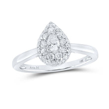 Load image into Gallery viewer, Sparkling Elegance: 14kt White Gold Pear Diamond Halo Bridal Wedding Engagement Ring 1/2 Cttw - Top View