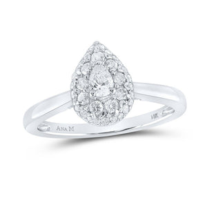 Wedding Collection | 14kt White Gold Pear Diamond Halo Bridal Wedding Engagement Ring 1/2 Cttw | Splendid Jewellery GND