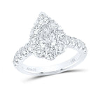 Sparkling Love: 14kt White Gold Pear Diamond Halo Bridal Wedding Engagement Ring 2-3/8 Cttw - Top View