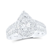 Load image into Gallery viewer, 14kt White Gold Pear Diamond Halo Bridal Wedding Engagement Ring - The Timeless Elegance - Top View
