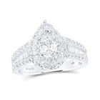 14kt White Gold Pear Diamond Halo Bridal Wedding Engagement Ring - The Timeless Elegance - Top View