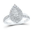 Enchanting White Gold Pear Diamond Halo Bridal Wedding Engagement Ring - Top View