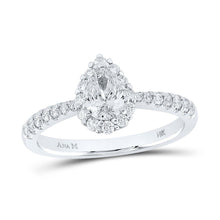 Load image into Gallery viewer, 14kt White Gold Pear Diamond Halo Bridal Wedding Engagement Ring - Radiant Elegance - Top View