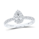 14kt White Gold Pear Diamond Halo Bridal Wedding Engagement Ring - Radiant Elegance - Top View