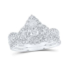 14kt White Gold Pear Diamond Halo Bridal Wedding Ring Band Set - Eternal Radiance - Top View