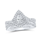 14kt White Gold Pear Diamond Halo Bridal Wedding Ring Band Set - A Mesmerizing Love Story - Top View