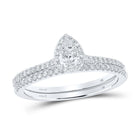Sparkling Halo Diamond Wedding Ring Set in 14kt White Gold - Top View