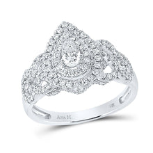 Load image into Gallery viewer, 14kt White Gold Pear Diamond Solitaire Bridal Wedding Engagement Ring 1 Cttw - Top View