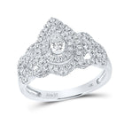 14kt White Gold Pear Diamond Solitaire Bridal Wedding Engagement Ring 1 Cttw - Top View