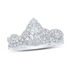 14kt White Gold Pear Diamond Solitaire Halo Bridal Wedding Ring Band Set 1 Cttw - Top View