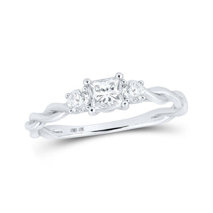 Wedding Collection | 14kt White Gold Princess Diamond 3-stone Bridal Wedding Engagement Ring 1/2 Cttw | Splendid Jewellery GND