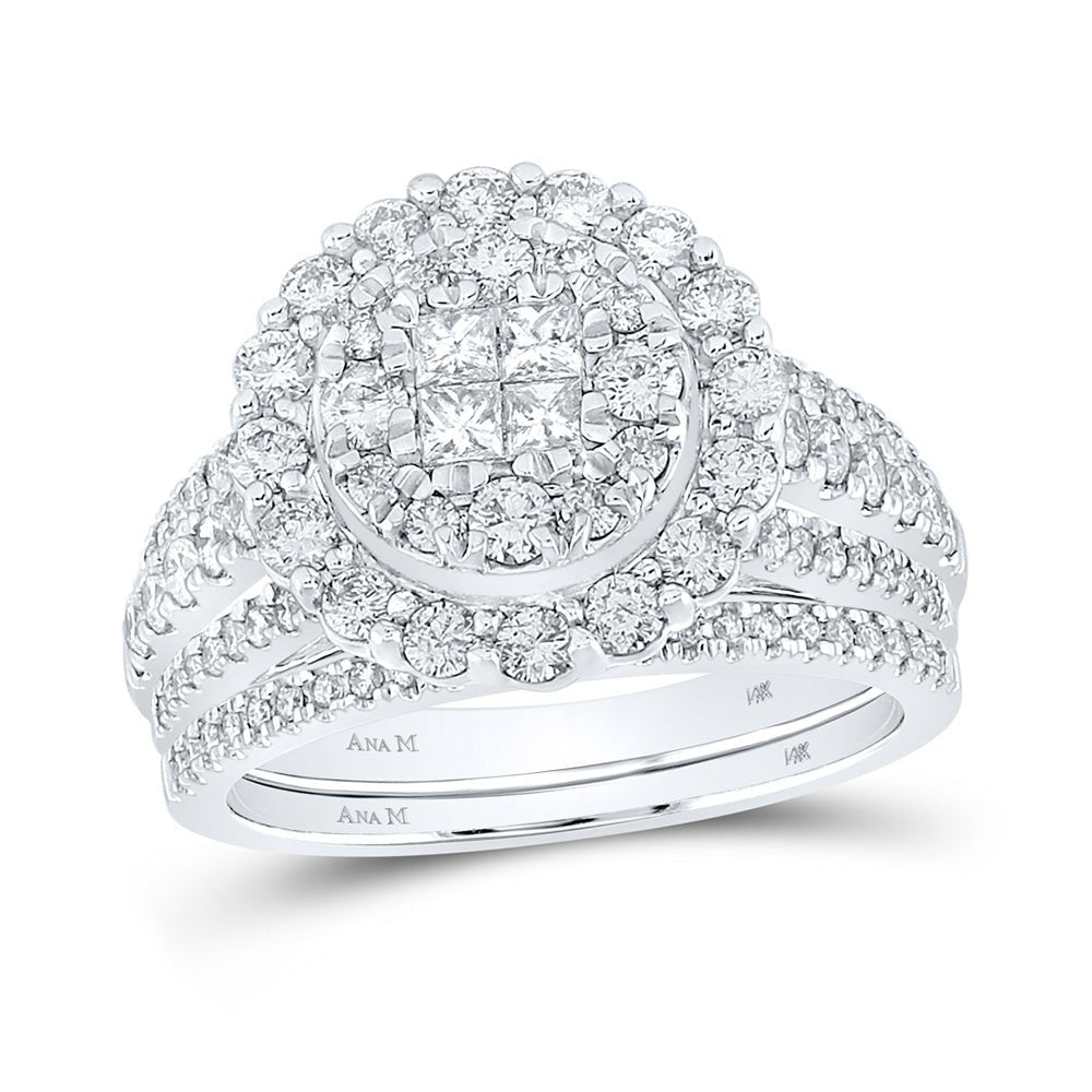 Wedding Collection | 14kt White Gold Princess Diamond Bridal Wedding Ring Band Set 1-1/2 Cttw | Splendid Jewellery GND