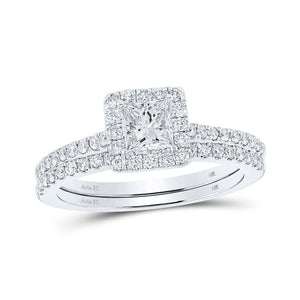 Wedding Collection | 14kt White Gold Princess Diamond Bridal Wedding Ring Band Set 1 Cttw | Splendid Jewellery GND